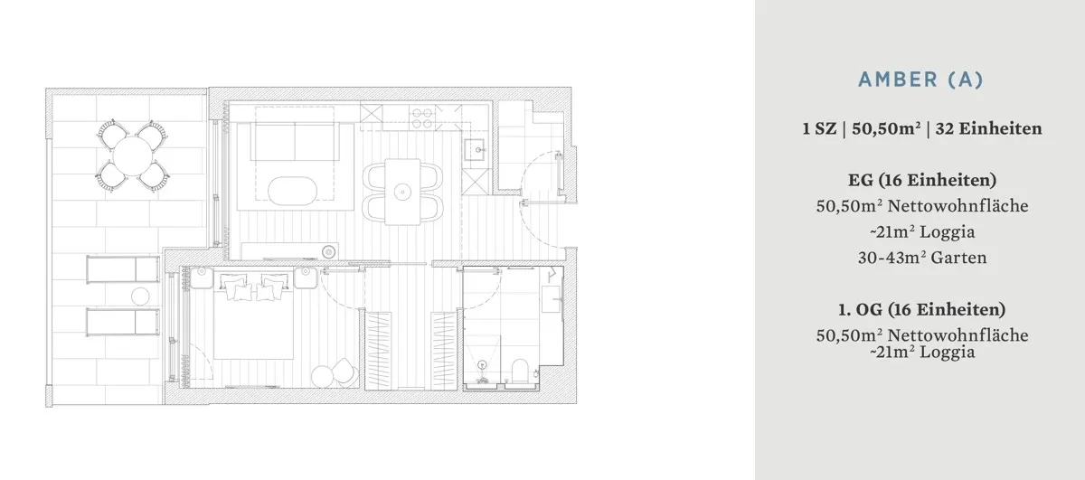 Grundriss Falkensteiner Aurora Residences - Appartement Amber Erdgeschoss