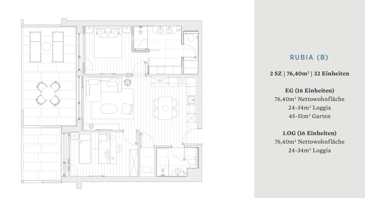 Grundriss Falkensteiner Aurora Residences - Appartement Rubia Obergeschoss
