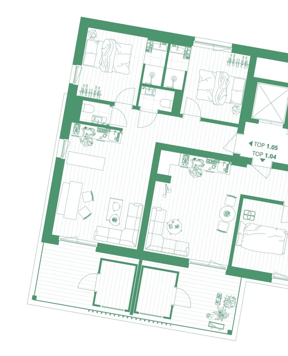 Grundriss AlmAppartements Lachtal - 3 Zimmer Appartement