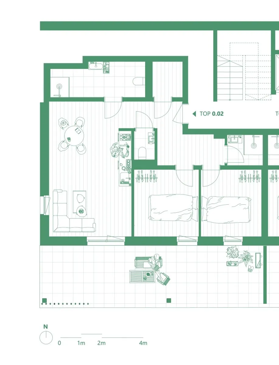 Grundriss AlmAppartements Lachtal - 4 Zimmer Appartement