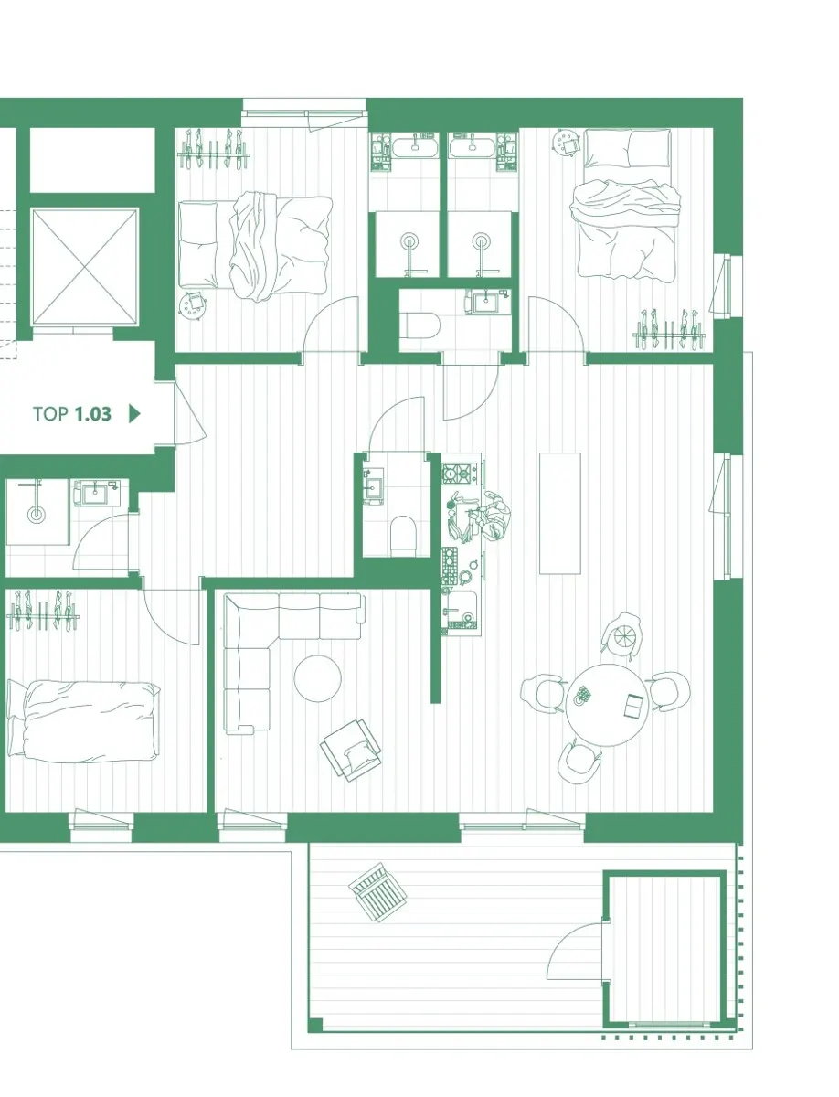 Grundriss AlmAppartements Lachtal - 4 Zimmer Appartement