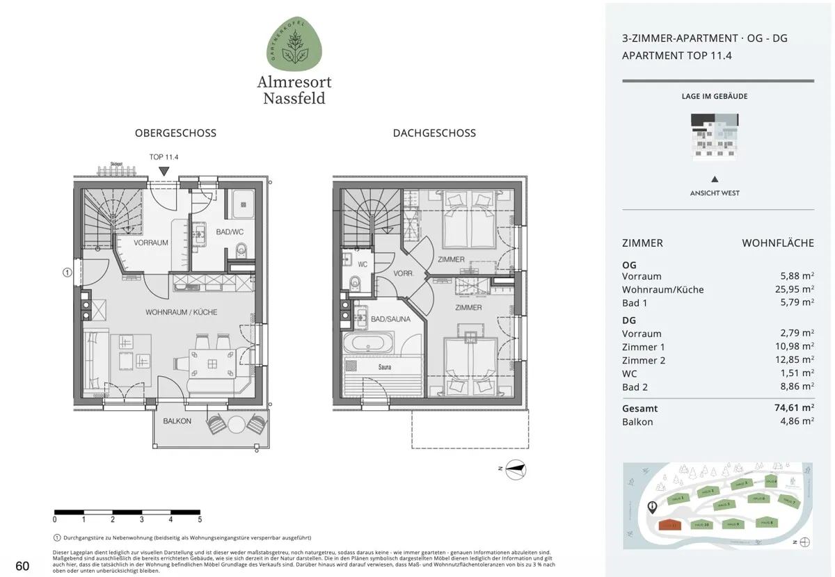 Grundriss Buy-to-Let Almresort Nassfeld - Spa Chalet Bergblick