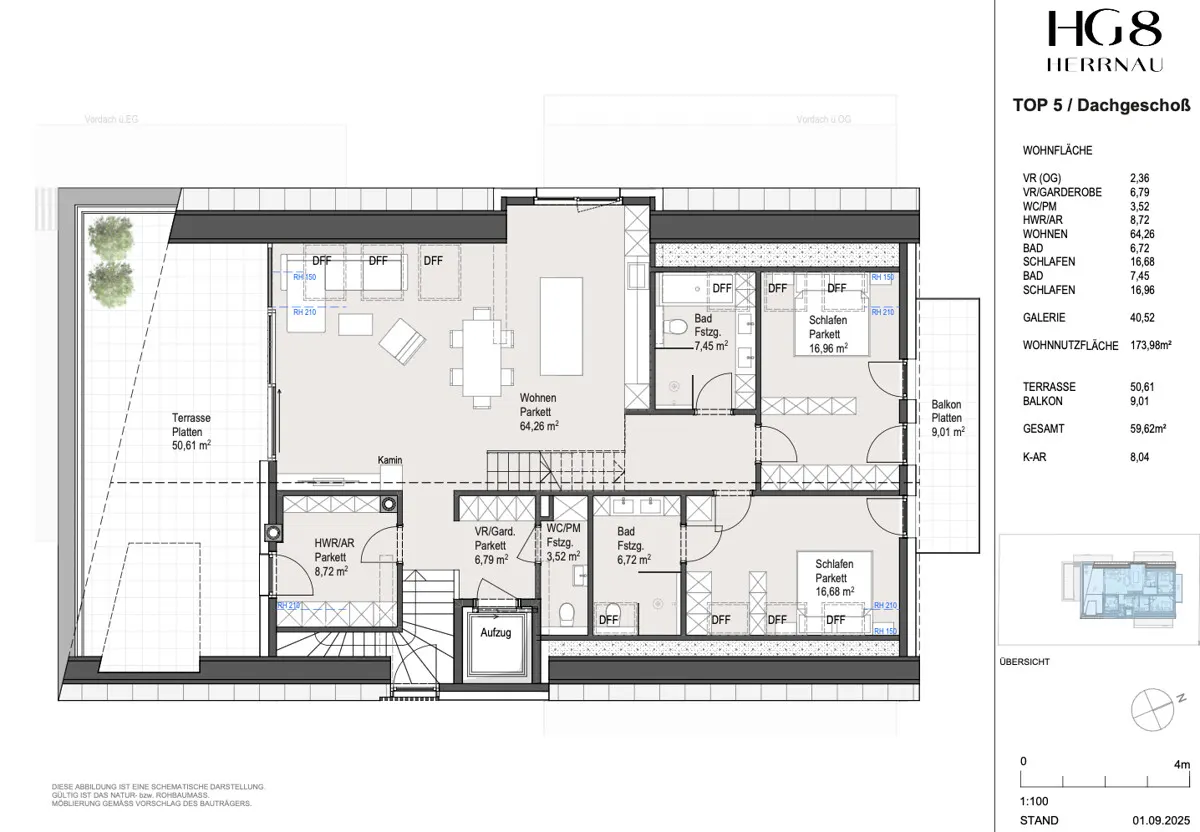 Grundriss Dachgeschoß mit Galerie: Top 5
