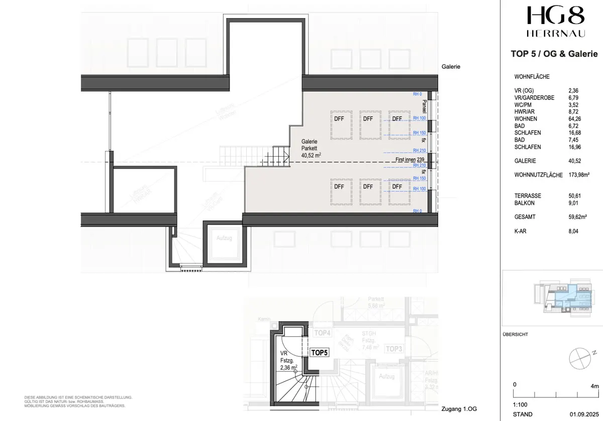 Grundriss Dachgeschoß mit Galerie: Top 5
