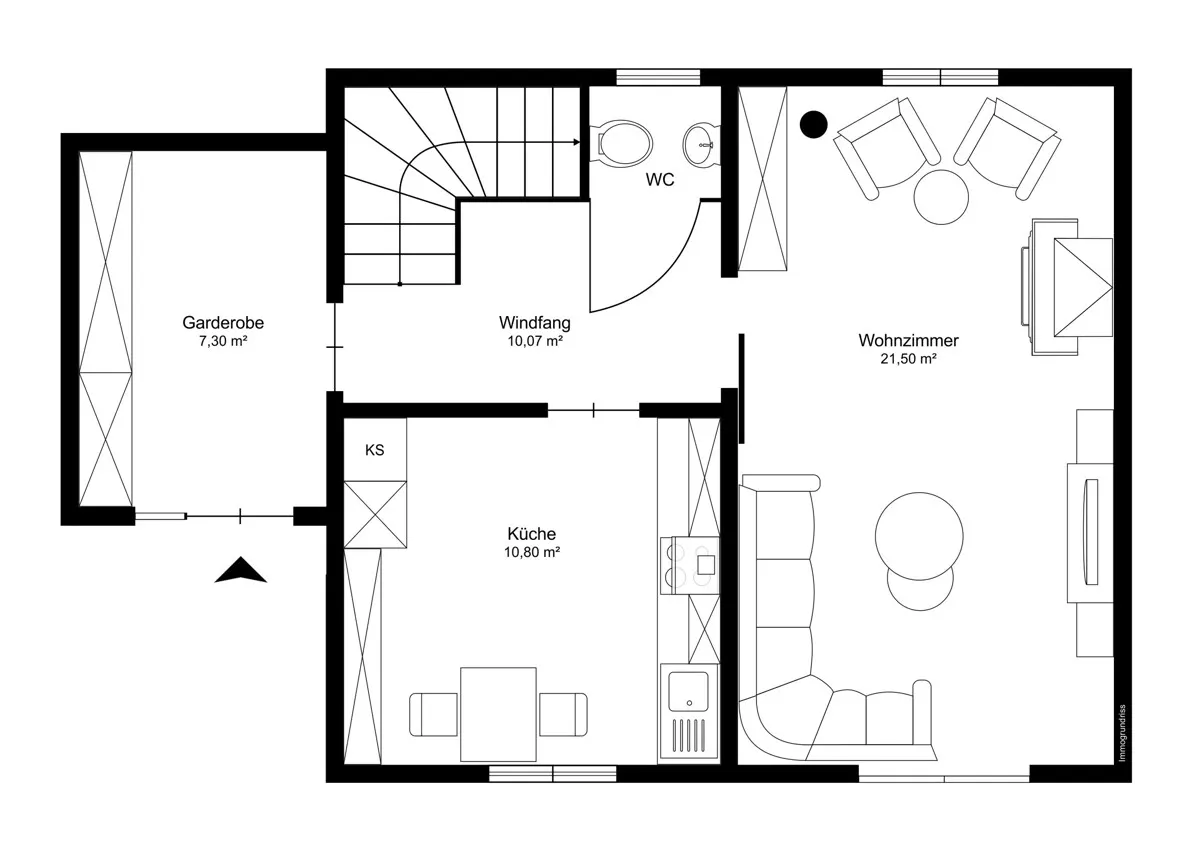Grundriss Doppelhaushälfte - ruhig gelegen, modern saniert & sofort bezugsbereit
