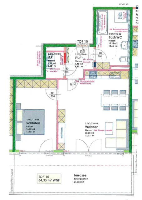 Grundriss Sonne, Terrasse, Bergpanorama – moderne 2-Zimmer-Wohnung