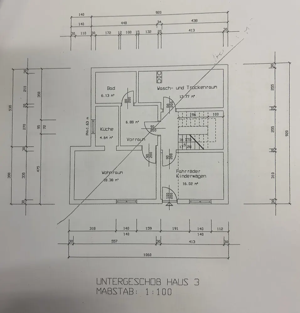 Grundriss Zinshaus mit 6 Garconnieren in Parsch