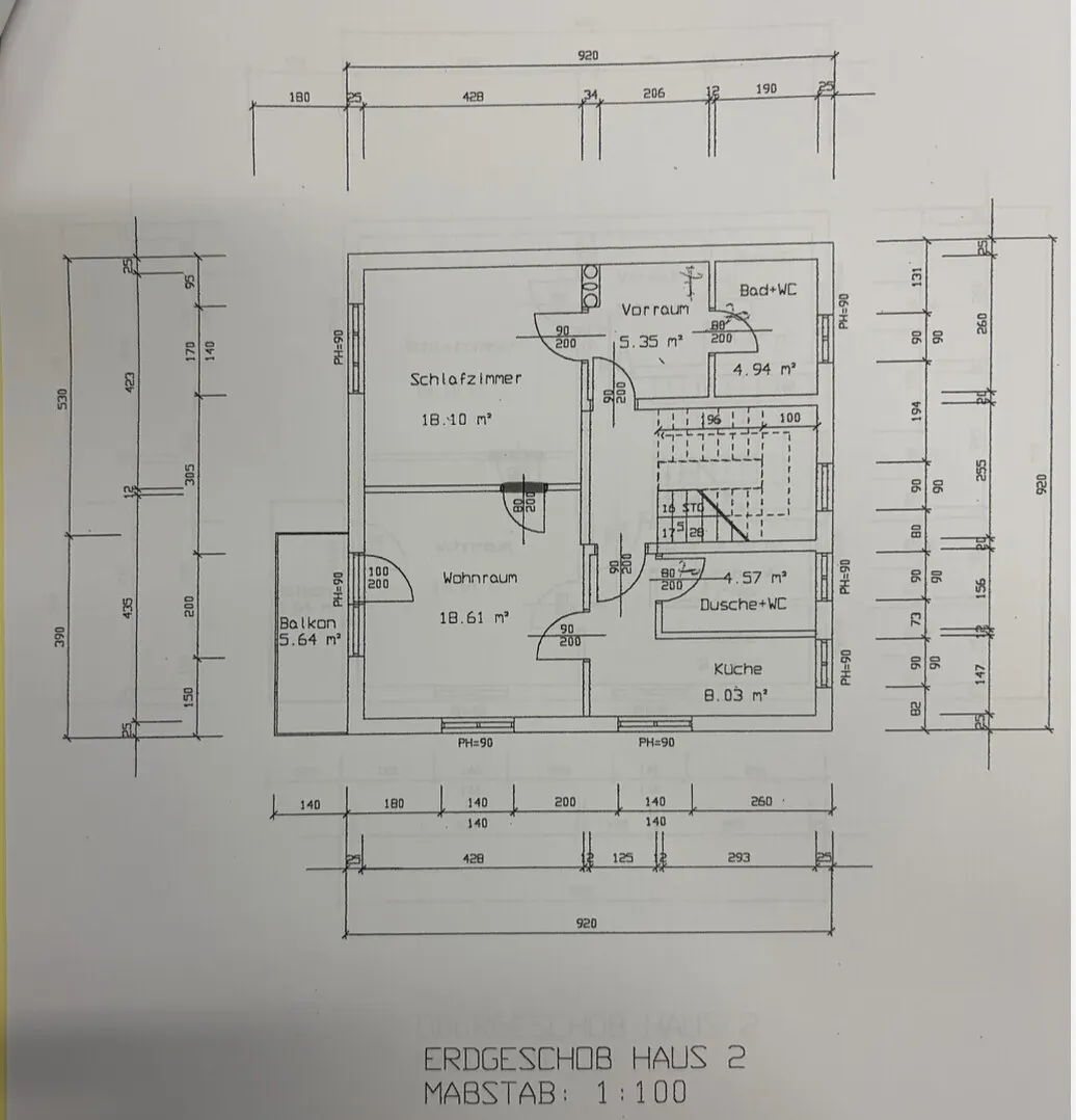 Grundriss Zinshaus mit 6 Garconnieren in Parsch