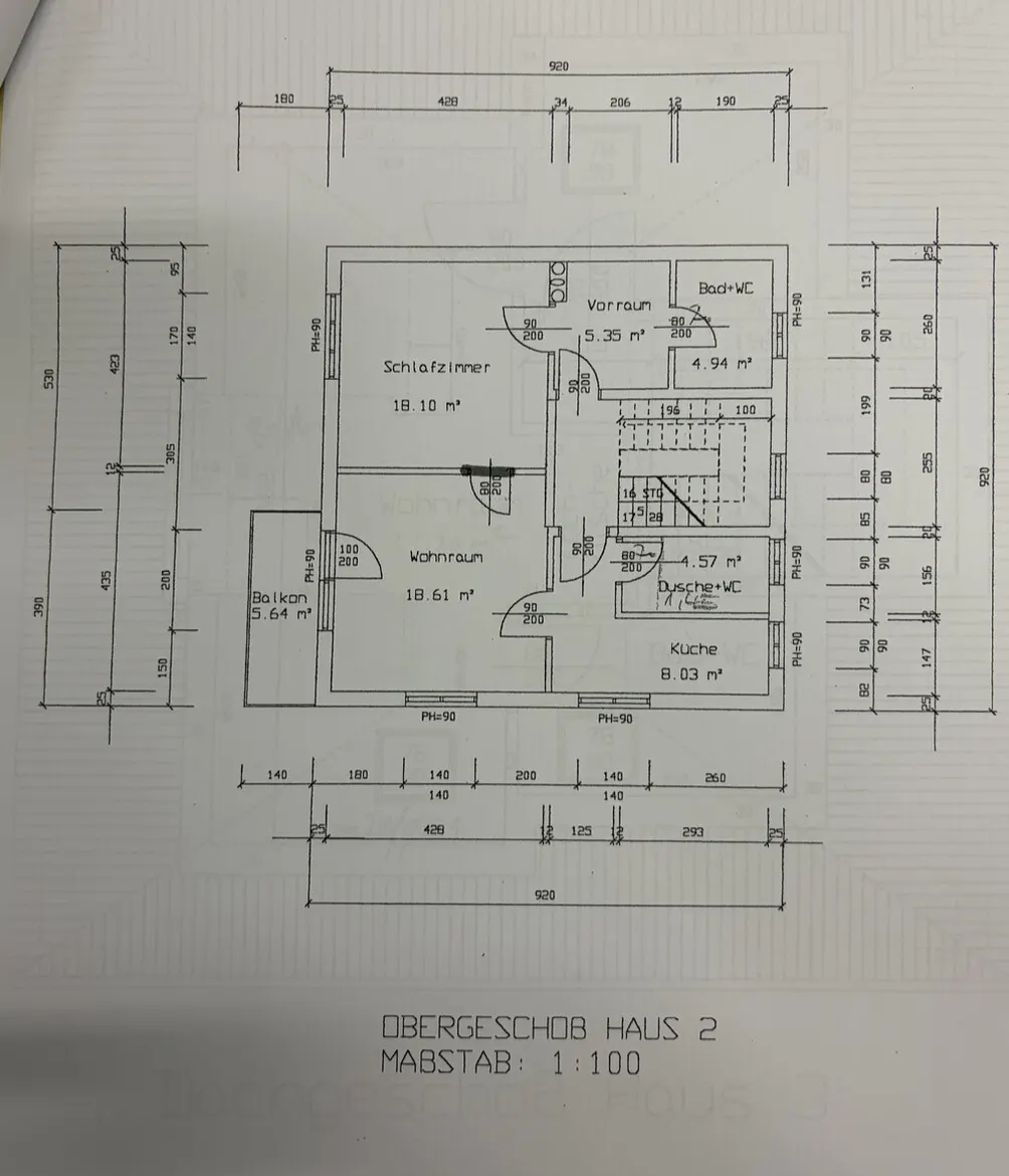 Grundriss Zinshaus mit 6 Garconnieren in Parsch