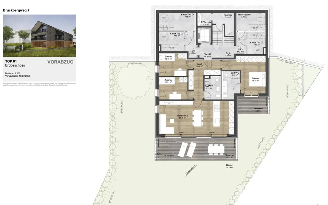 Grundriss TOP 1 Gartenwohnung Erdgeschoß
