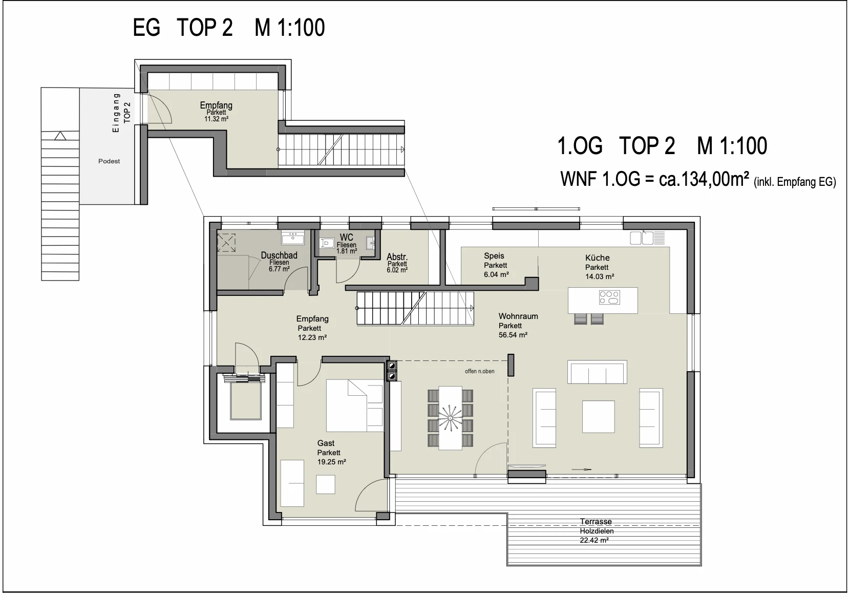 Grundriss Top 2, Penthouse, Erdgeschoss